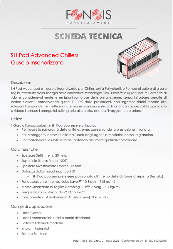 Anteprima scheda tecnica SH Pod Advanced Chillers di STS Isolamenti